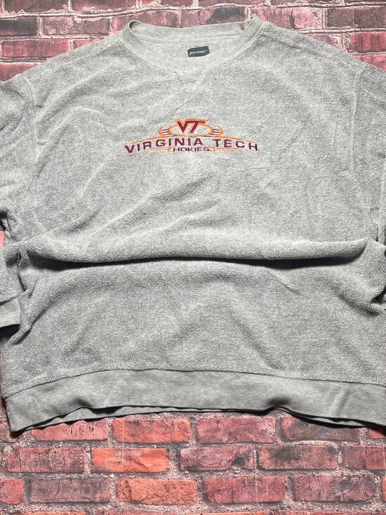 Vintage Virginia Tech Hokies Sweatshirt Men 2XL Crewneck Y2K Embroidered Baggy - Picture 1 of 5